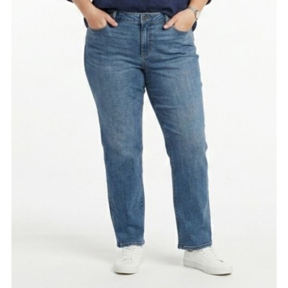 LL Bean BeanFlex Jeans Womens 20W Reg Favorite Fit Straight Leg Stretch 39x29